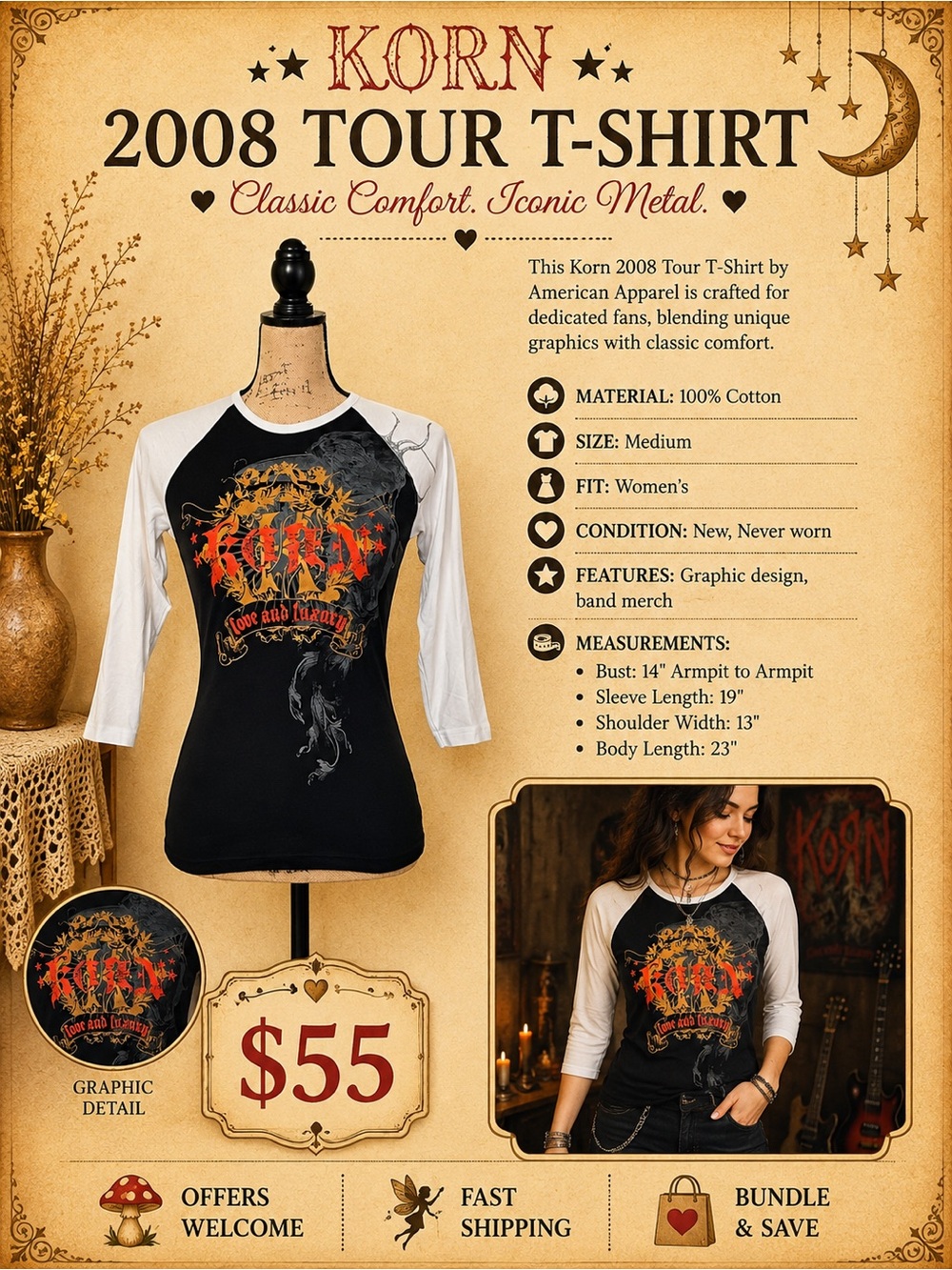 Korn 2008 Tour Graphic T-Shirt, Women's M